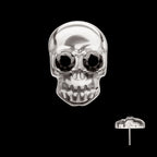 Skull with Black CZ Gem Eye Flatback Stud Earring / Nosering - CZ in Titanium