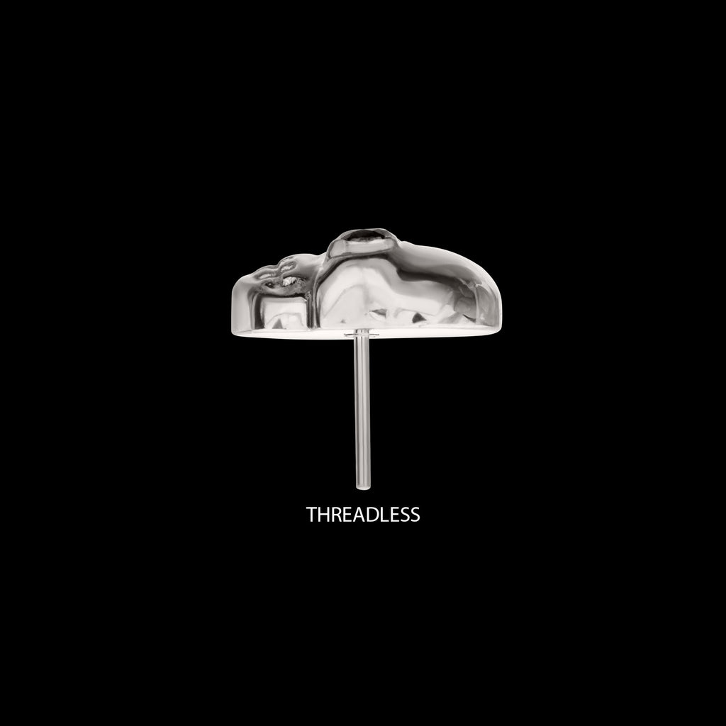 Skull with Black CZ Gem Eye Flatback Stud Earring / Nosering - CZ in Titanium