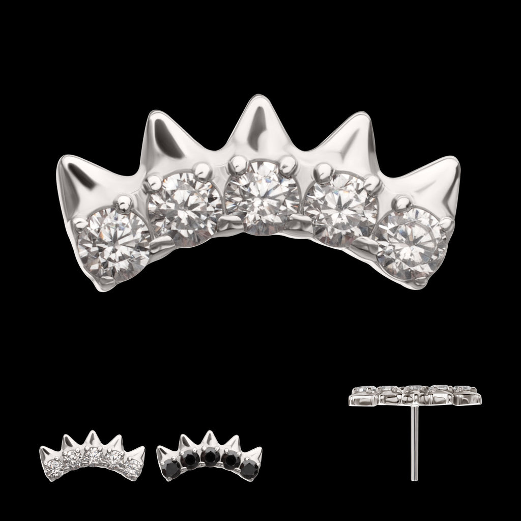 Arc Spike Cluster Flatback Stud Earring / Nosering - Titanium