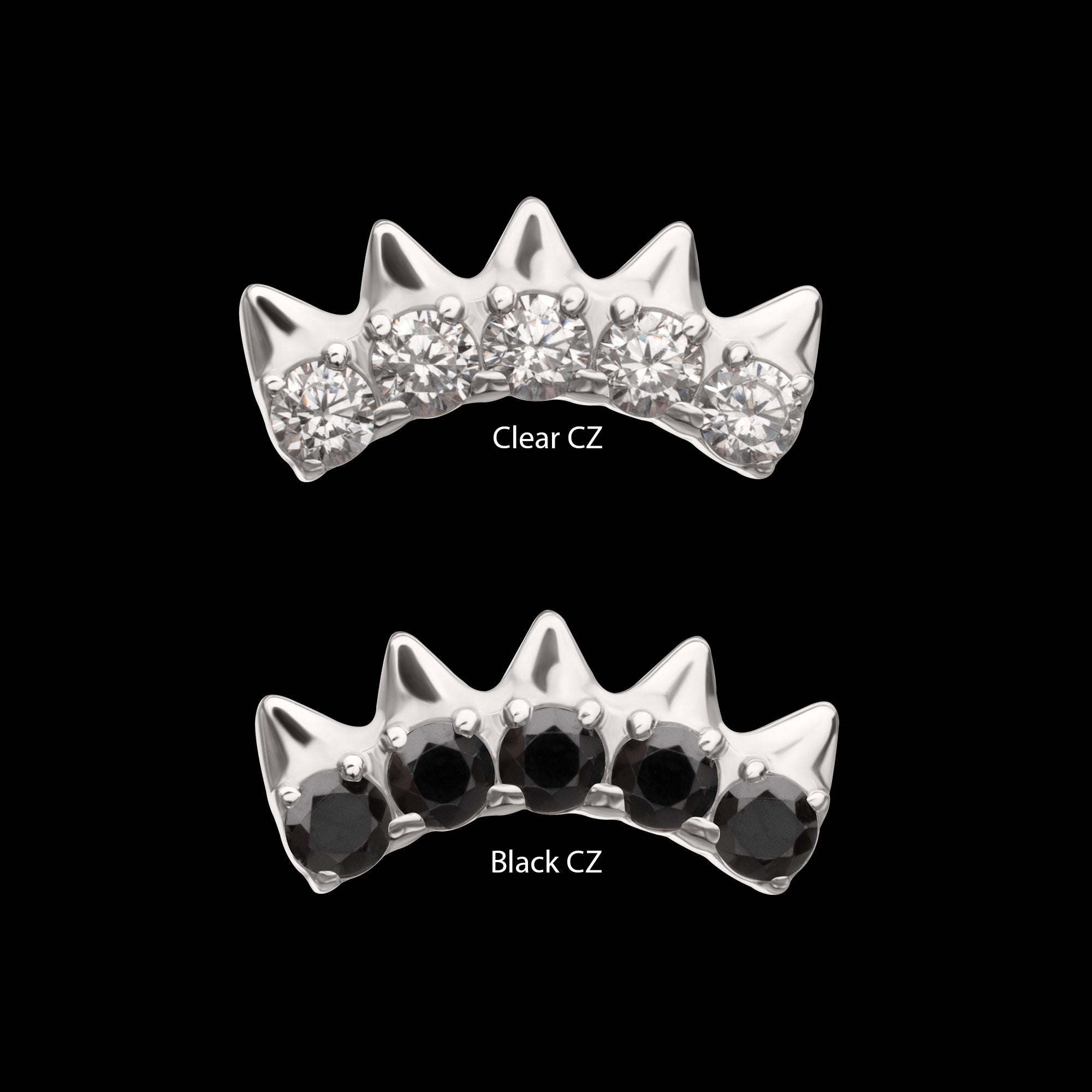 Arc Spike Cluster Flatback Stud Earring / Nosering - Titanium