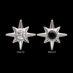 North Star with Bezel CZ Gem Flatback Stud Earring / Nosering - CZ in Titanium