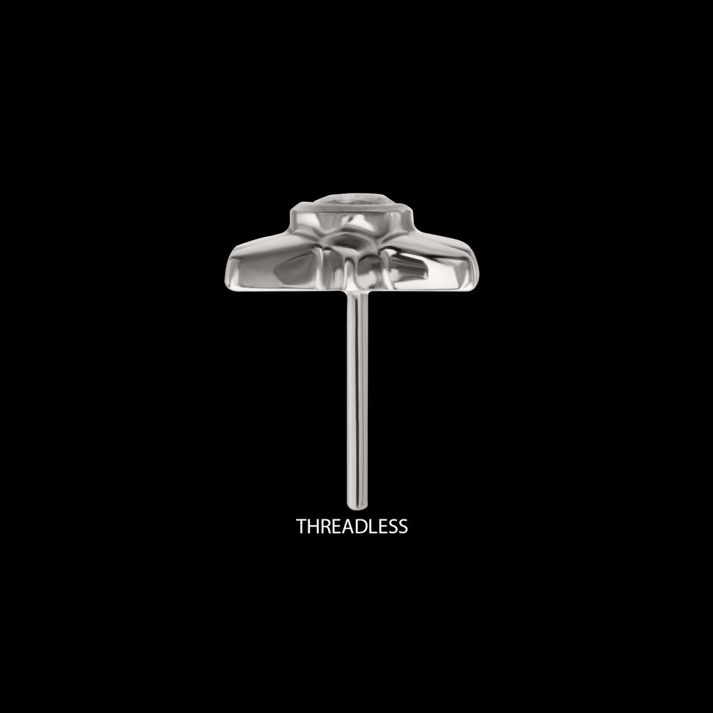 North Star with Bezel CZ Gem Flatback Stud Earring / Nosering - CZ in Titanium