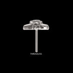 North Star with Bezel CZ Gem Flatback Stud Earring / Nosering - CZ in Titanium