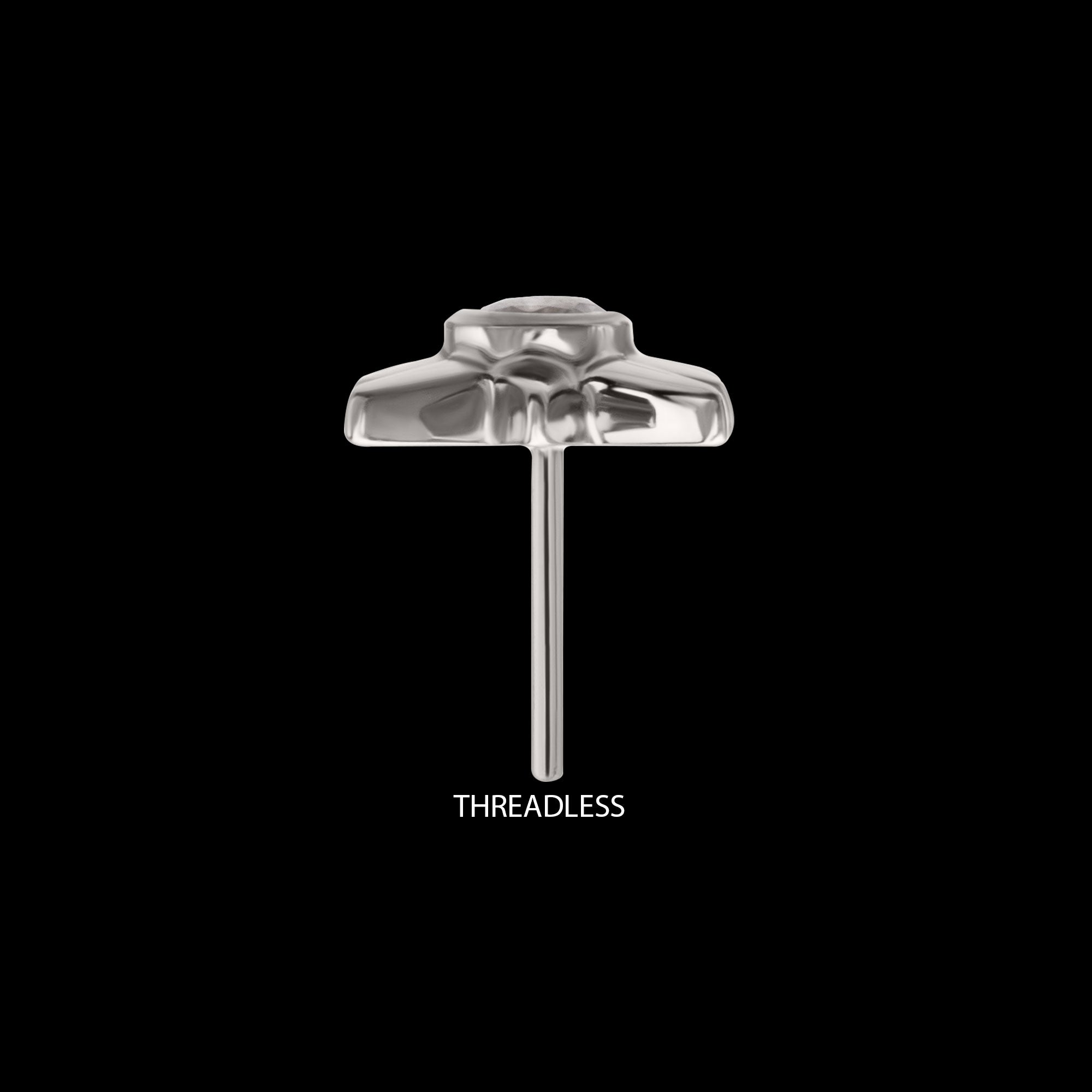 North Star with Bezel CZ Gem Flatback Stud Earring / Nosering - CZ in Titanium