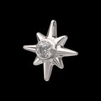 North Star with Bezel CZ Gem Flatback Stud Earring / Nosering - CZ in Titanium