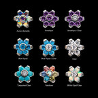 Prong Set 7 CZ Flower Flatback Stud Earring / Nosering - CZ in Titanium