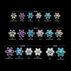 Prong Set 7 CZ Flower Flatback Stud Earring / Nosering - CZ in Titanium