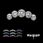 5-Bezel Set CZ/Swarovski Crystal Cluster Flatback Stud Earring / Nosering - Swarovski Crystal & CZ in Titanium