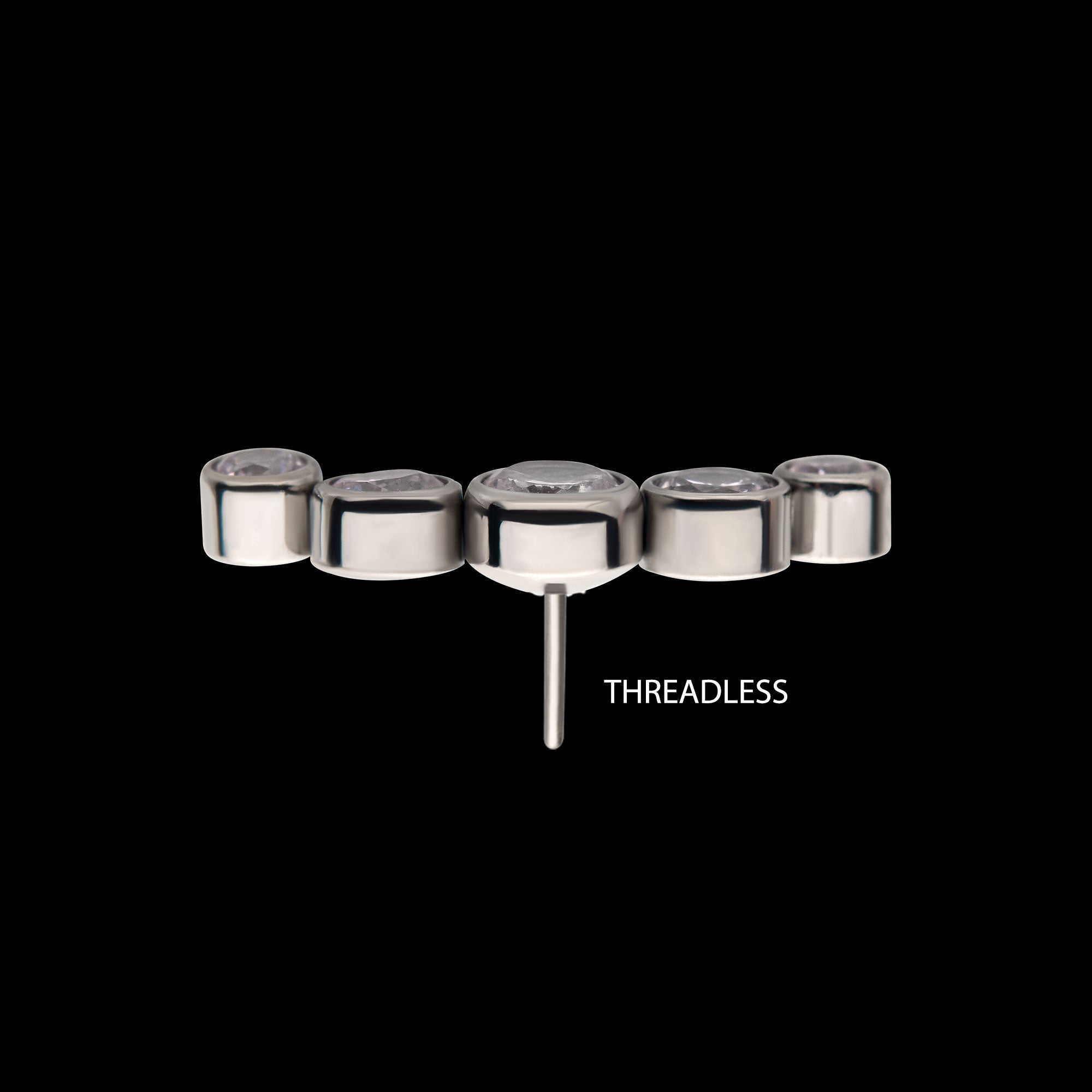 5-Bezel Set CZ/Swarovski Crystal Cluster Flatback Stud Earring / Nosering - Swarovski Crystal & CZ in Titanium