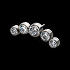 5-Bezel Set CZ/Swarovski Crystal Cluster Flatback Stud Earring / Nosering - Swarovski Crystal & CZ in Titanium