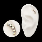 5-Bezel Set CZ/Swarovski Crystal Cluster Flatback Stud Earring / Nosering - Swarovski Crystal & CZ in Titanium