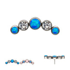 5-Bezel Set Cluster Threadless Earring / Nosering Top – CZ, Swarovski Crystal & Synthetic Opal in Titanium