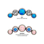5-Bezel Set Cluster Threadless Earring / Nosering Top – CZ, Swarovski Crystal & Synthetic Opal in Titanium