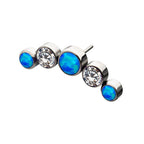 5-Bezel Set Cluster Threadless Earring / Nosering Top – CZ, Swarovski Crystal & Synthetic Opal in Titanium