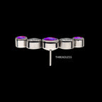 5-Bezel Set CZ/Swarovski Crystal/Synthetic Opal Cluster Flatback Stud Earring / Nosering - Swarovski Crystal & Synthetic Opal & CZ in Titanium