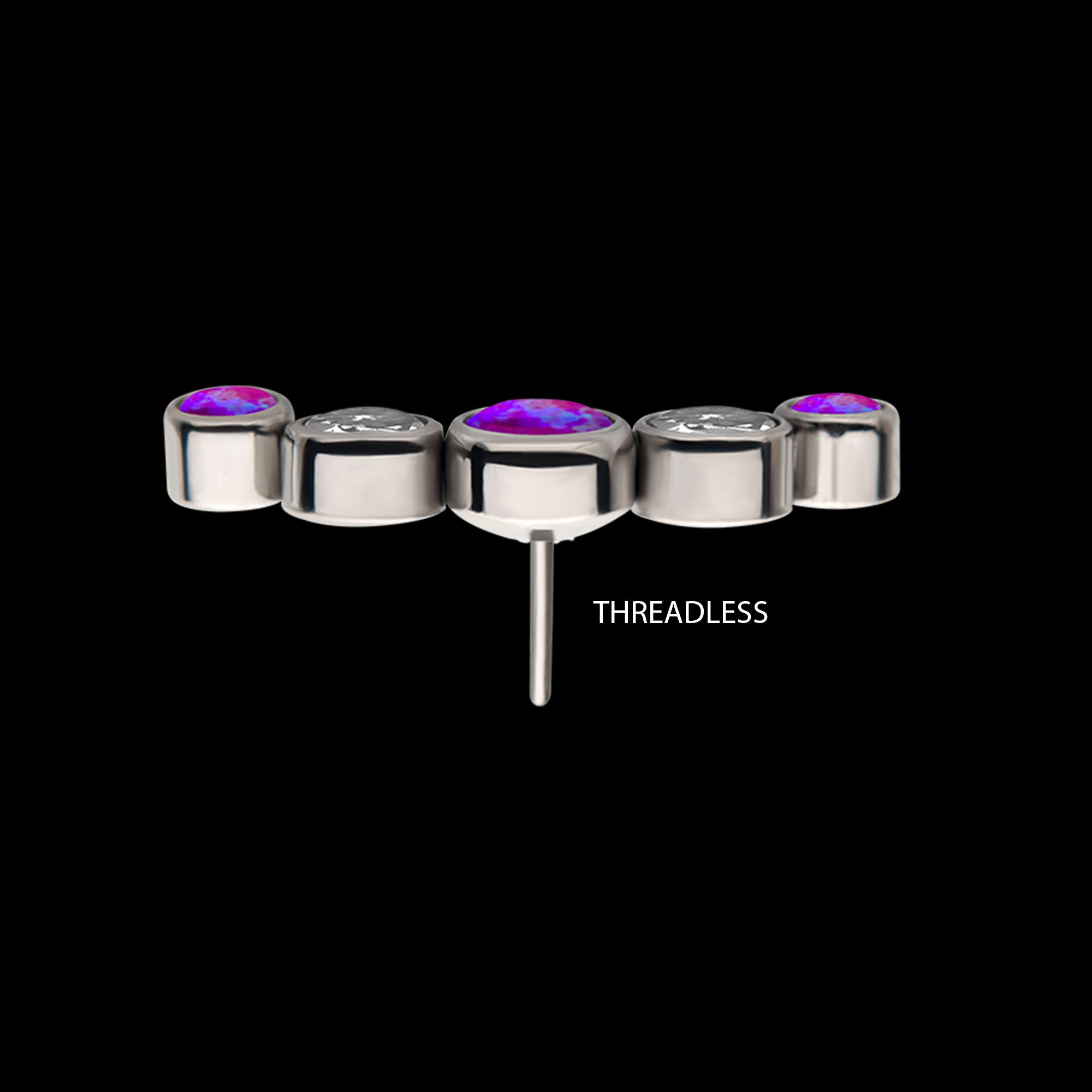 5-Bezel Set CZ/Swarovski Crystal/Synthetic Opal Cluster Flatback Stud Earring / Nosering - Swarovski Crystal & Synthetic Opal & CZ in Titanium