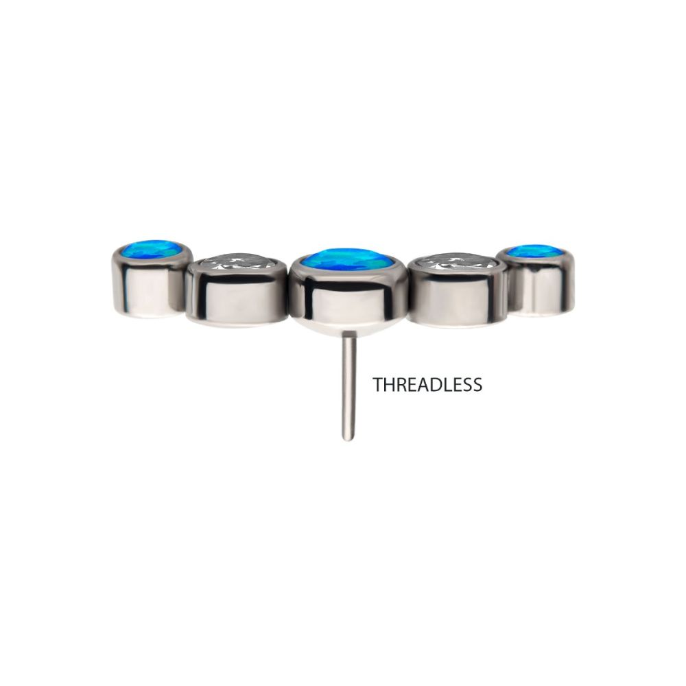 5-Bezel Set Cluster Threadless Earring / Nosering Top – CZ, Swarovski Crystal & Synthetic Opal in Titanium