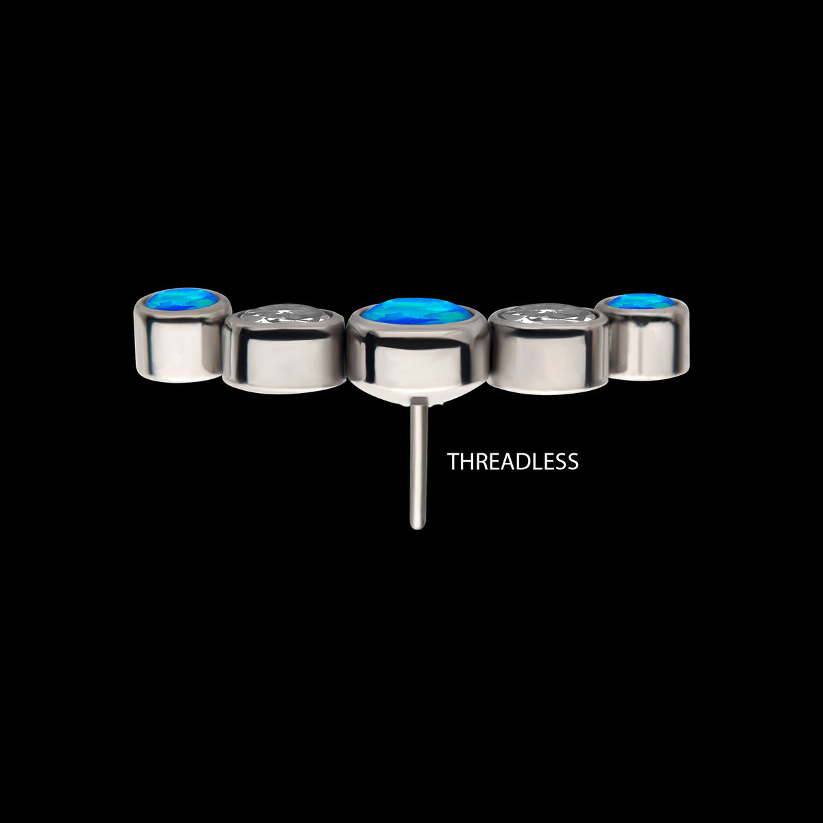 5-Bezel Set Cluster Threadless Earring / Nosering Top – CZ, Swarovski Crystal & Synthetic Opal in Titanium