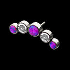 5-Bezel Set CZ/Swarovski Crystal/Synthetic Opal Cluster Flatback Stud Earring / Nosering - Swarovski Crystal & Synthetic Opal & CZ in Titanium