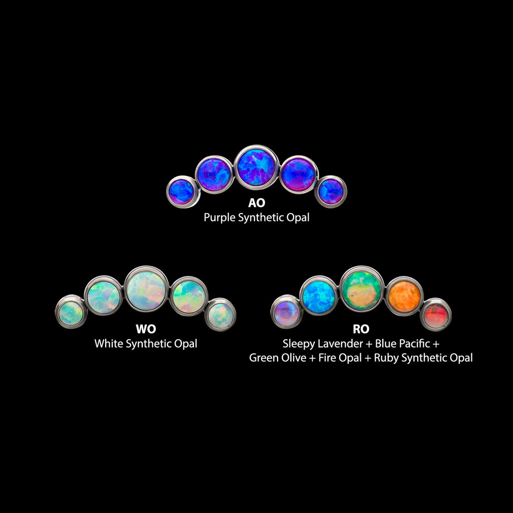 5-Bezel Set Synthetic Opal Cluster Flatback Stud Earring / Nosering - Synthetic Opal & Opal in Titanium