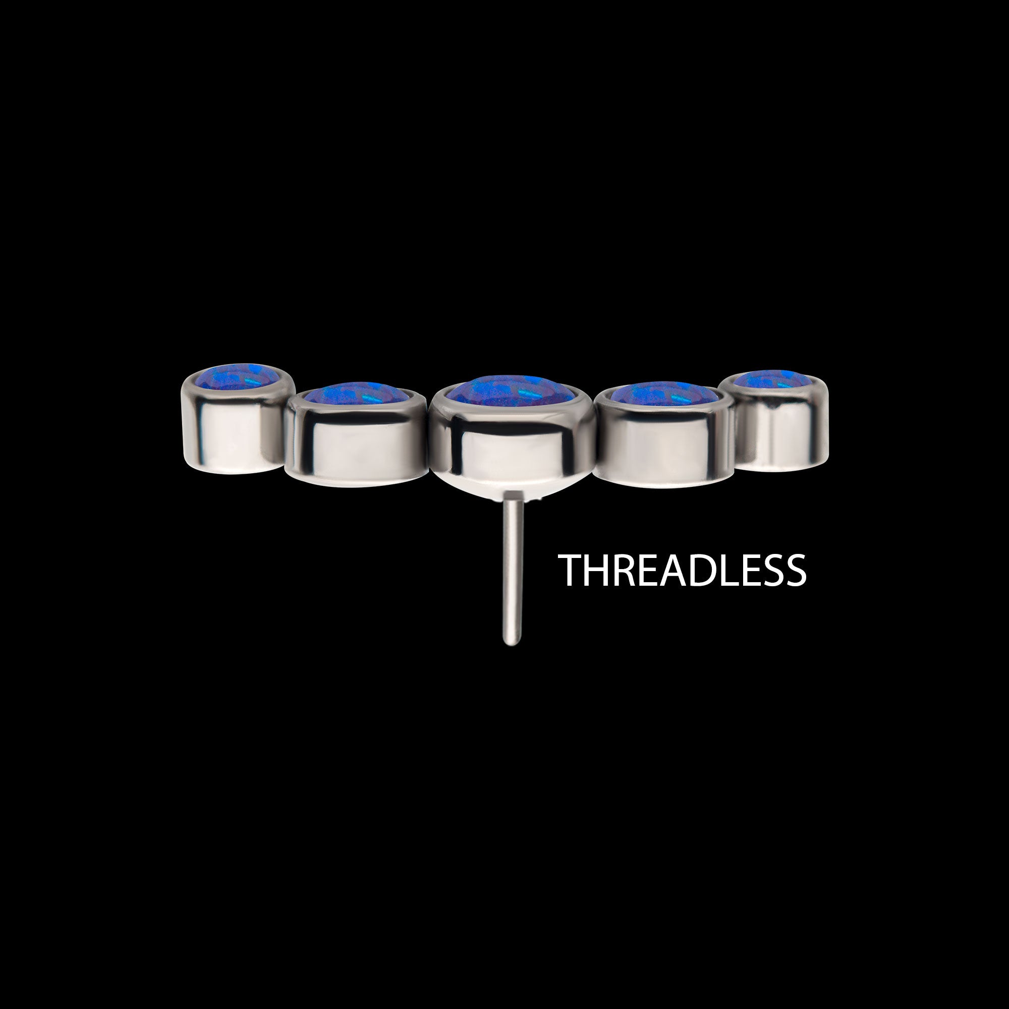 5-Bezel Set Synthetic Opal Cluster Flatback Stud Earring / Nosering - Synthetic Opal & Opal in Titanium