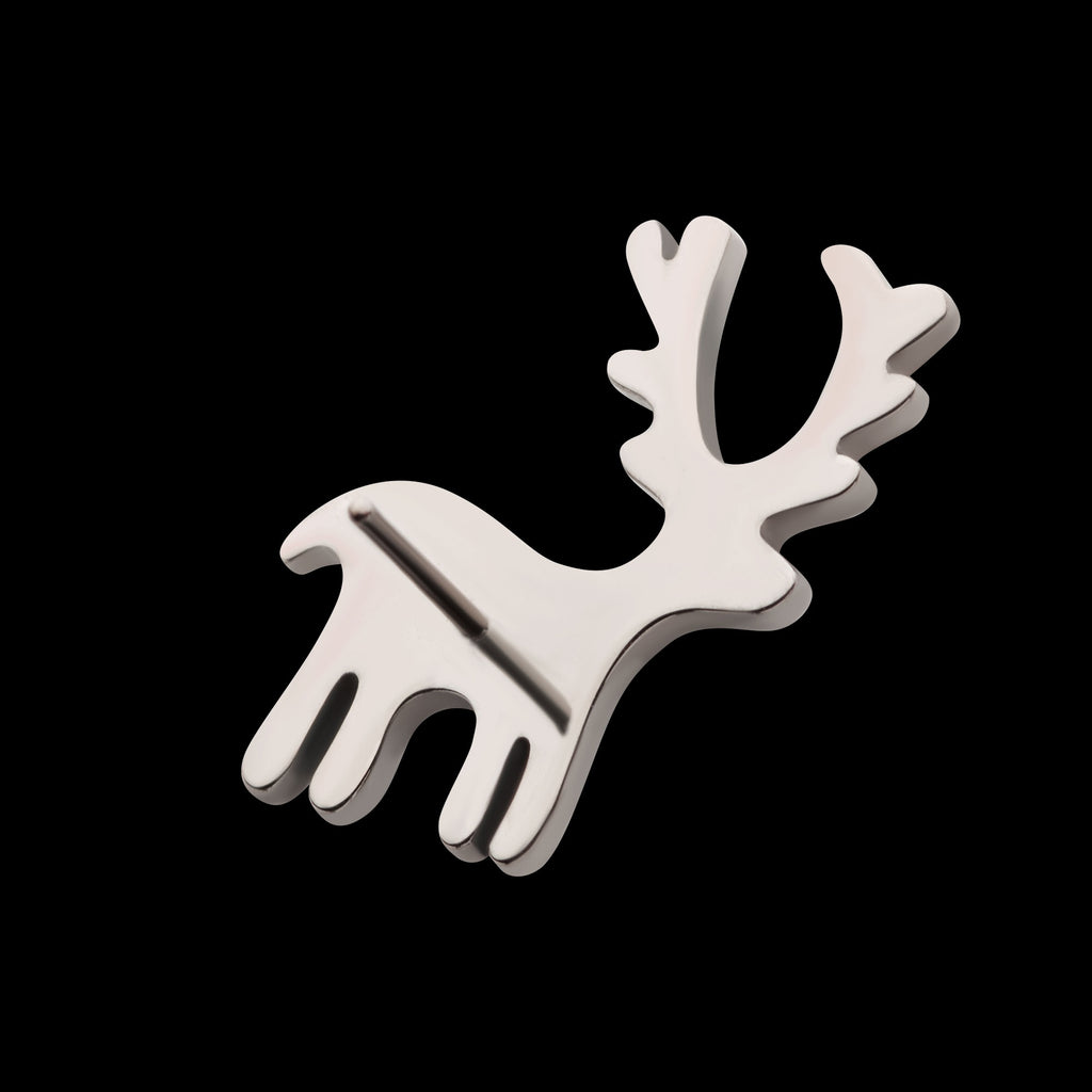 Christmas Reindeer Flatback Stud Earring / Nosering - Titanium