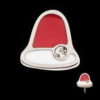 Bezel Set Clear CZ Christmas Bell Flatback Stud Earring / Nosering - Clear CZ in Titanium