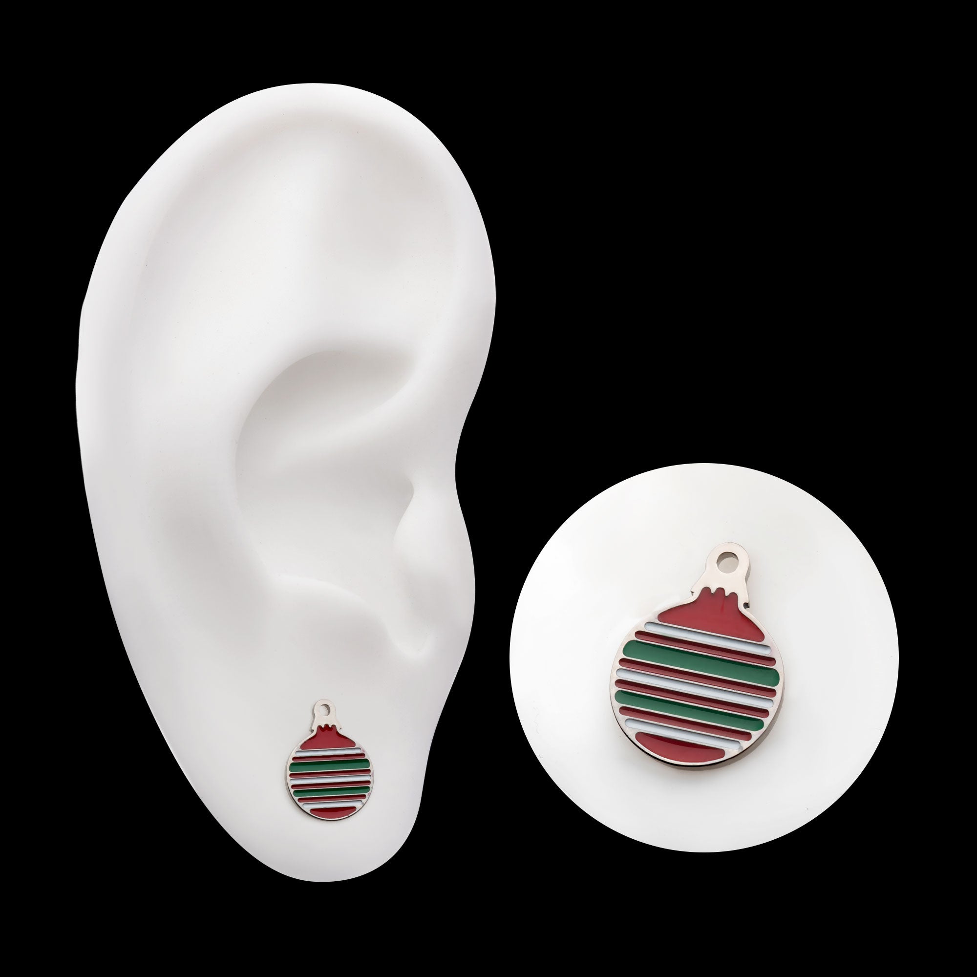 Christmas Ornament Flatback Stud Earring / Nosering - Titanium