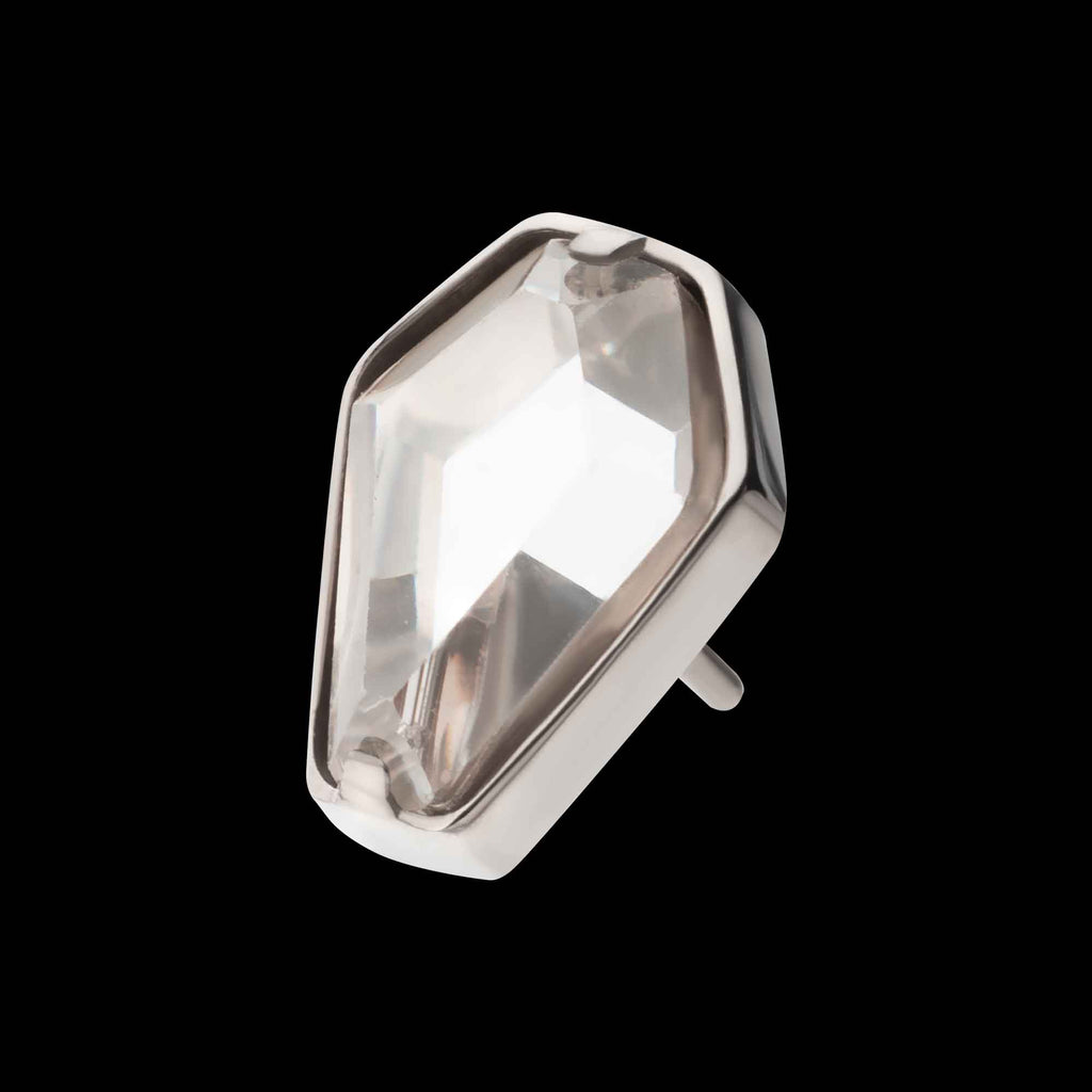 Prong Set Coffin Shape CZ Flatback Stud Earring / Nosering - CZ in Titanium