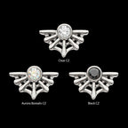 Titanium Threadless Bezel Set CZ Spiderweb Top