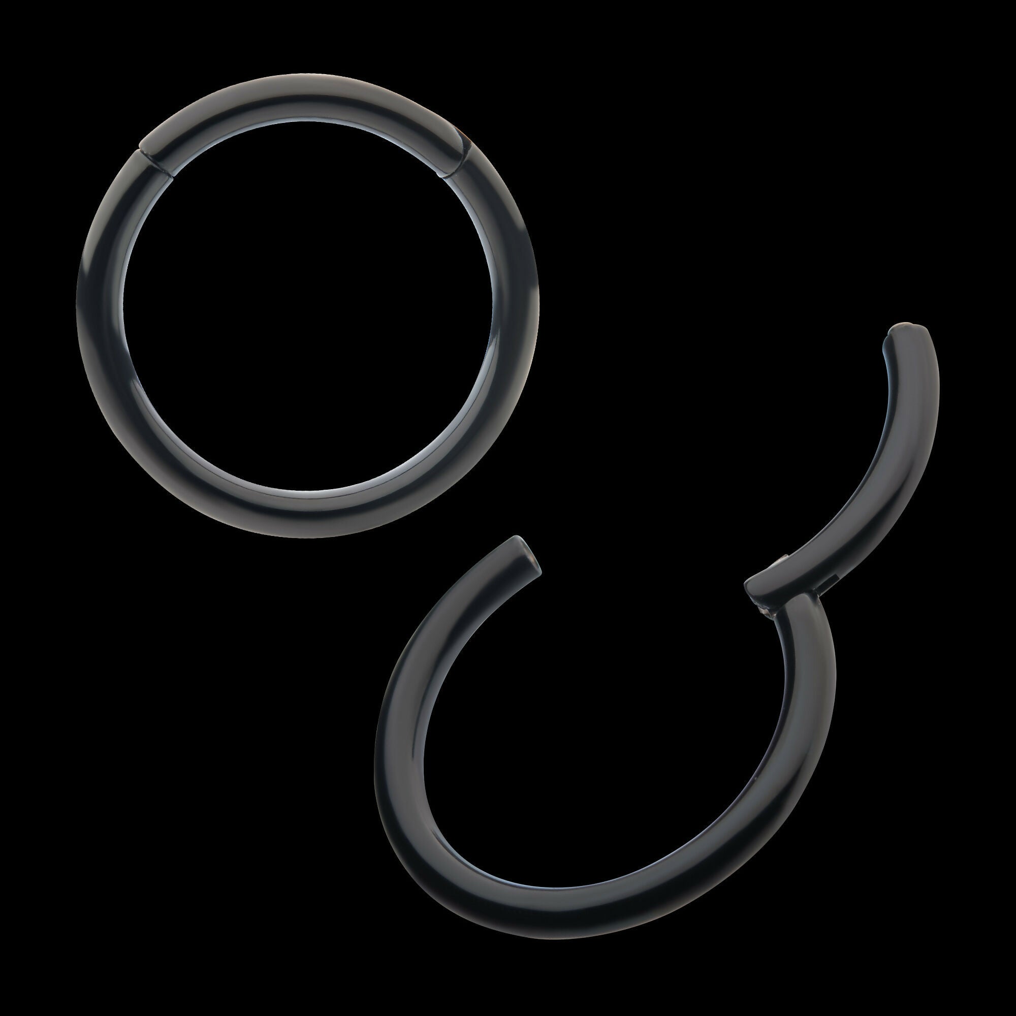 Black PVD Titanium Basic Hinged Segment Clicker Hoop Earring / Nosering