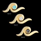 14Kt Yellow Gold Threadless Delicate Waterwave Top with Bezel Gem