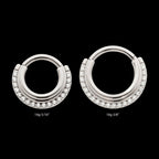 Triple Stacked Front Facing Hinged Segment Clicker with CNC Set 1mm Full Clear CZ Hoop Earring / Nosering – Titanium