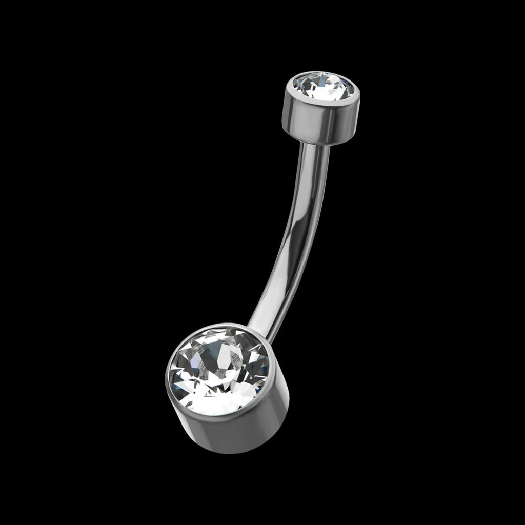 Internally Threaded with Flat Back Round Bezel Set Swarovski Crystal Navel Curves Earring / Nosering – Titanium