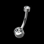 Internally Threaded with Flat Back Round Bezel Set Swarovski Crystal Navel Curves Earring / Nosering – Titanium