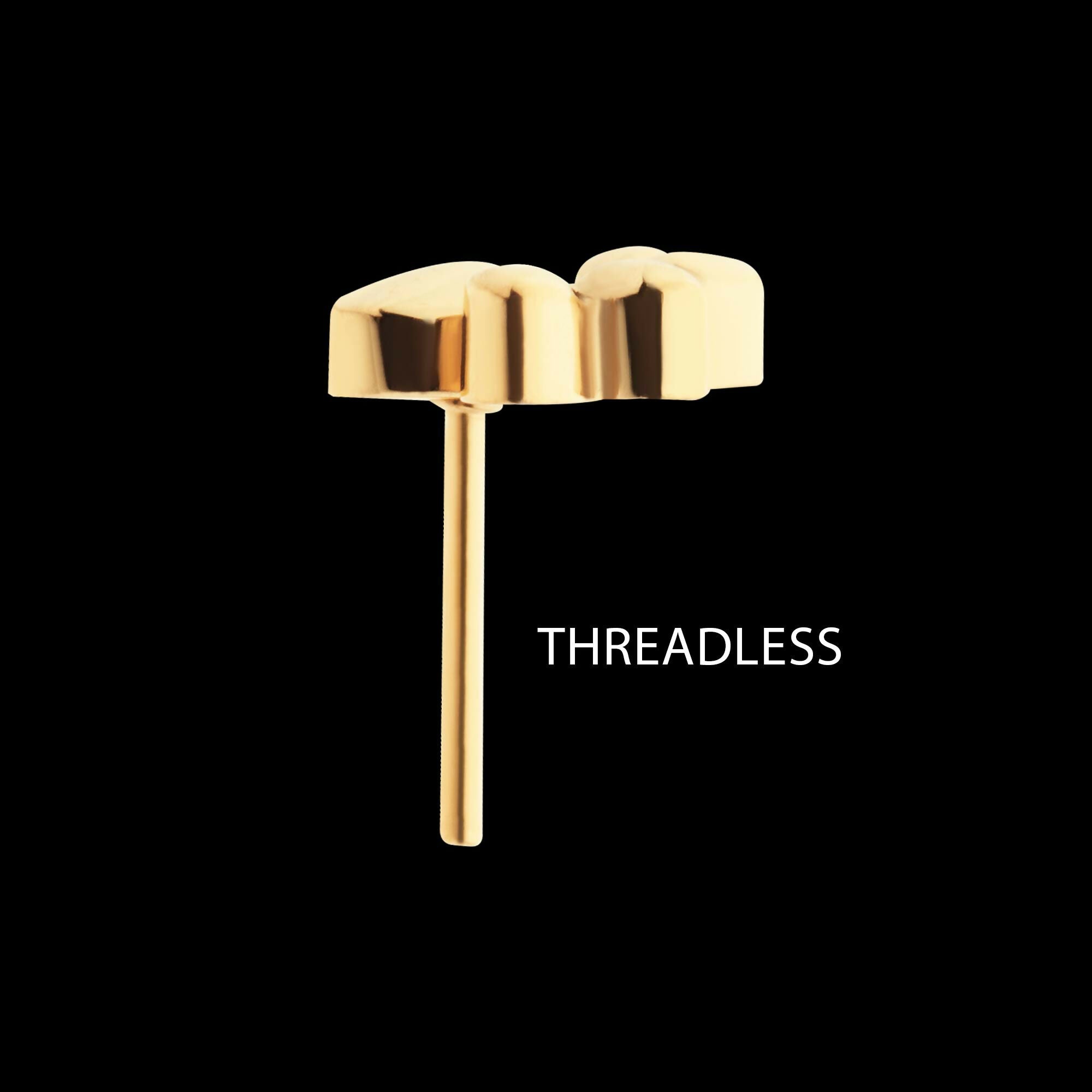 24KT Gold PVD Titanium Threadless with Paw Top