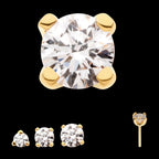 14Kt Yellow Gold Threadless with Prong Set Genuine Top