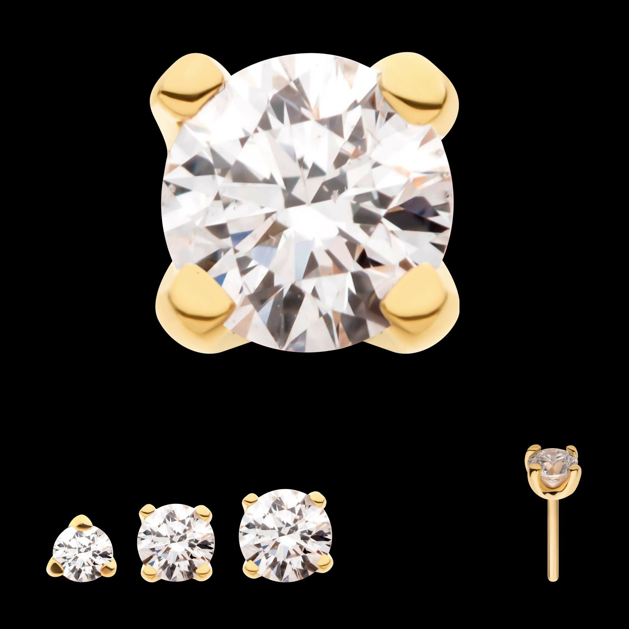 14Kt Yellow Gold Threadless with Prong Set Genuine Top