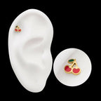 24Kt Gold PVD Titanium Threadless Enamel Cherry Top