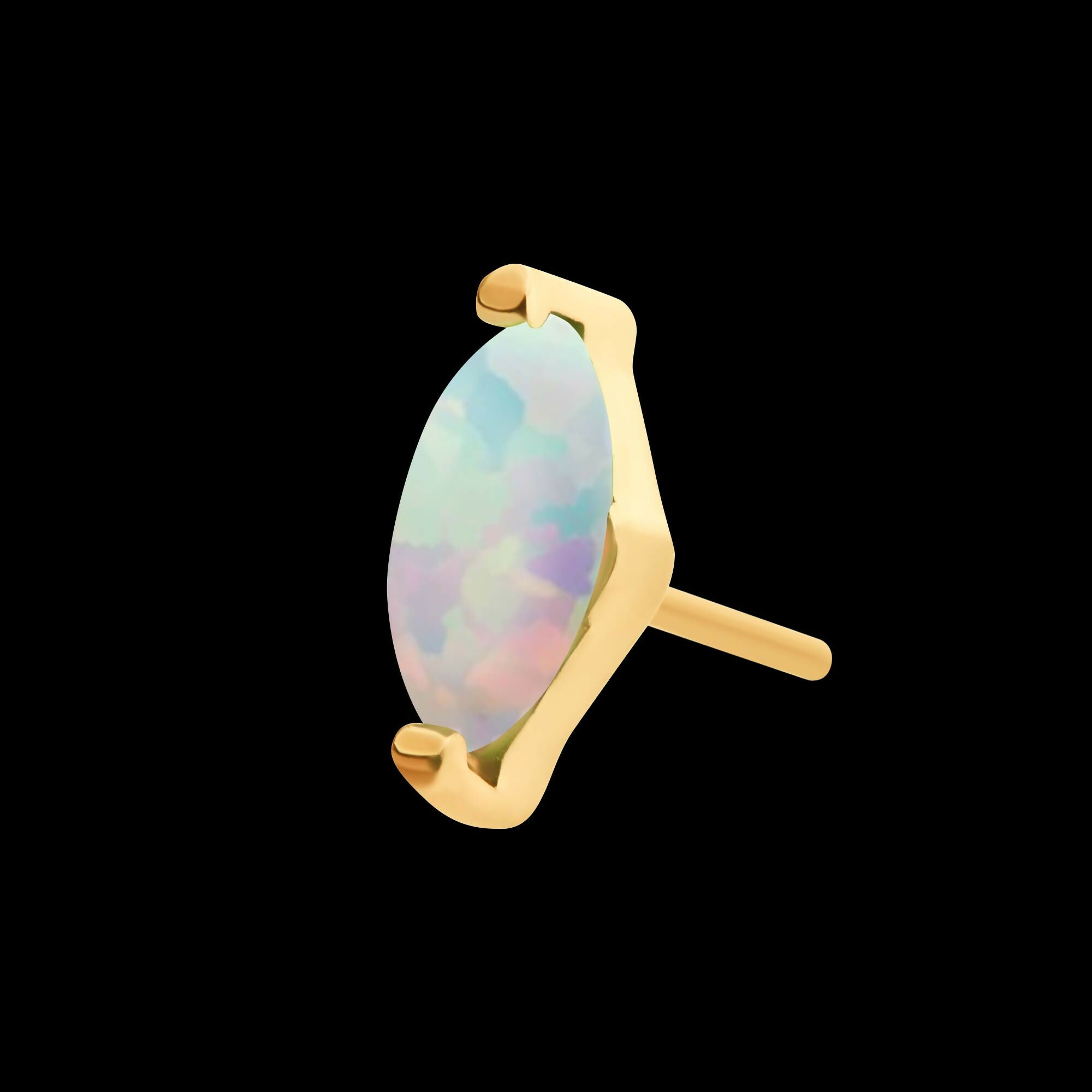 24Kt Gold PVD Titanium Threadless with 2-Prong Marquise Opal Top