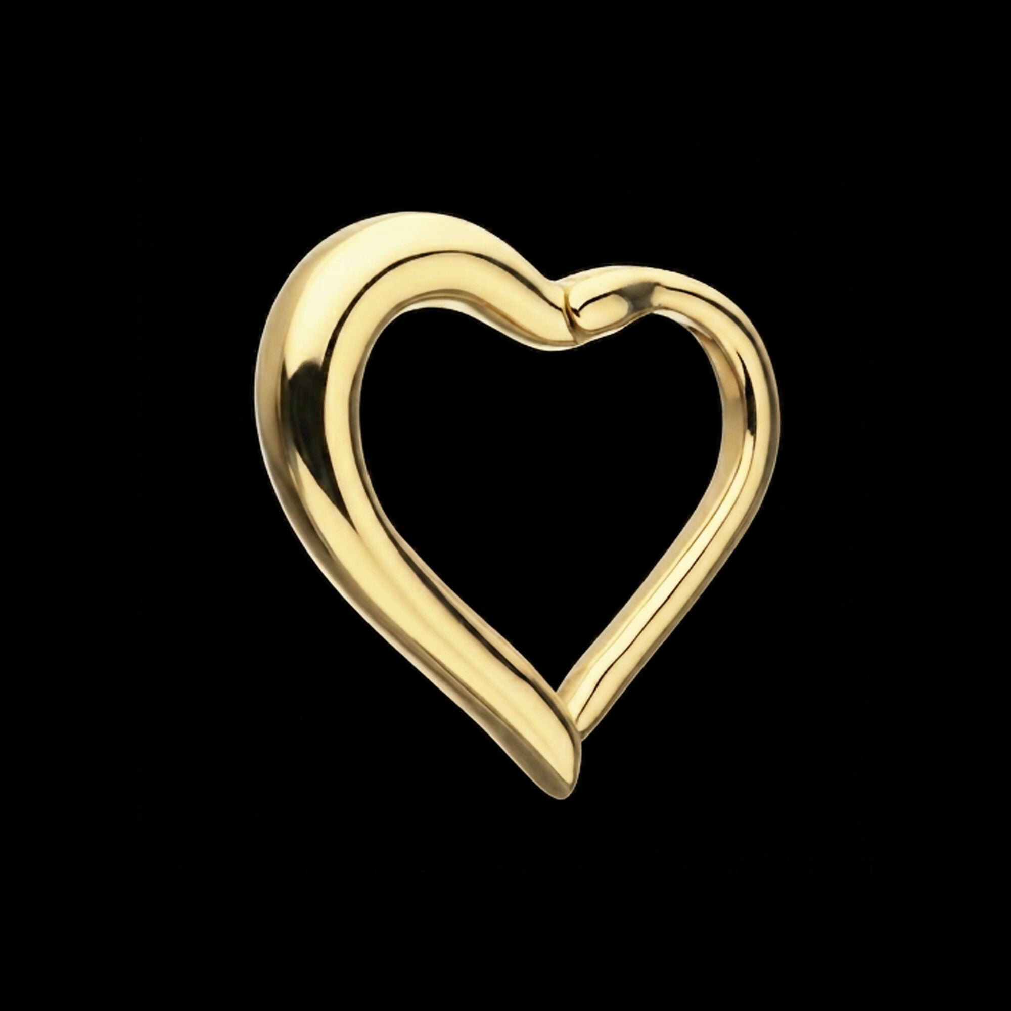 Right Heart Shape Front Facing Hinged Segment Ring Earring / Nosering – 14kt Gold