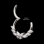 Butterfly & Marquise Gem Front Facing Hinged Segment Clicker Hoop Earring / Nosering – Titanium