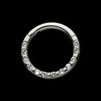Bezeled 12 Swarovski Crystal Set On Hinged Segment Clicker Hoop Earring / Nosering – Titanium