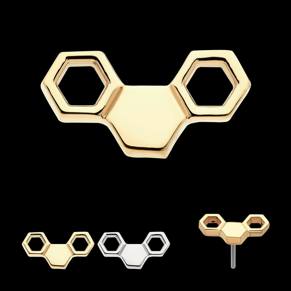 14Kt Gold Threadless Honeycomb Top