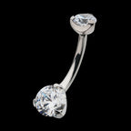 Internally Threaded with Prong Set Round AAA CZ Fixed Navel Earring / Nosering – Titanium
