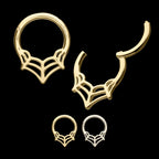 Spiderweb Front Facing Hinged Segment Clicker Hoop Earring / Nosering – 14Kt Gold