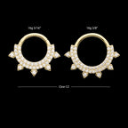 14Kt Yellow Gold Double Row Pave Gem with Spike Front Facing Hinged Segment Clicker
