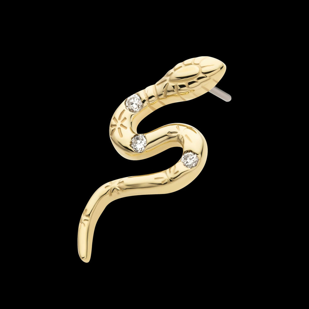 14Kt Yellow Gold Threadless with CZ Snake Top