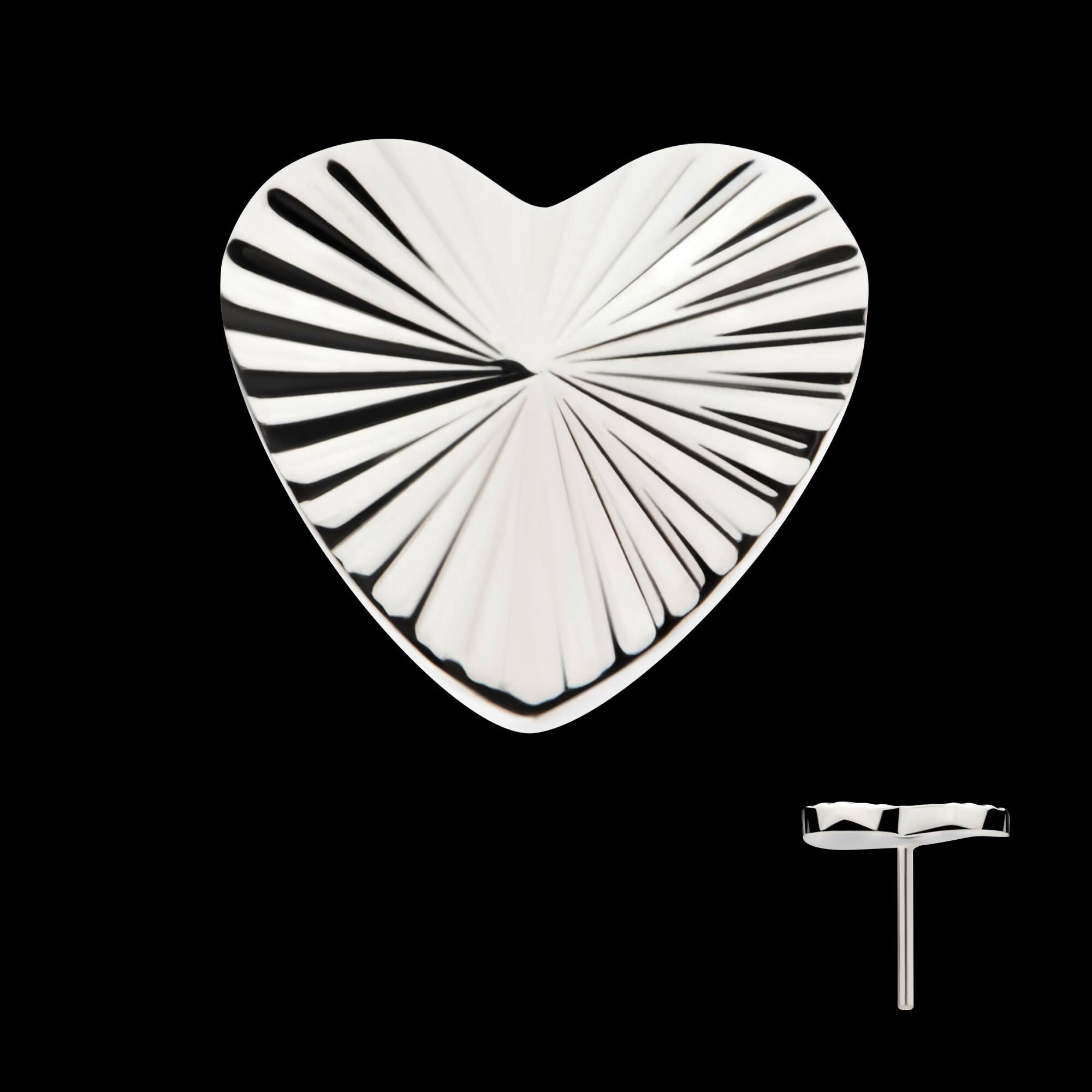 Titanium Threadless Corrugated Heart Top