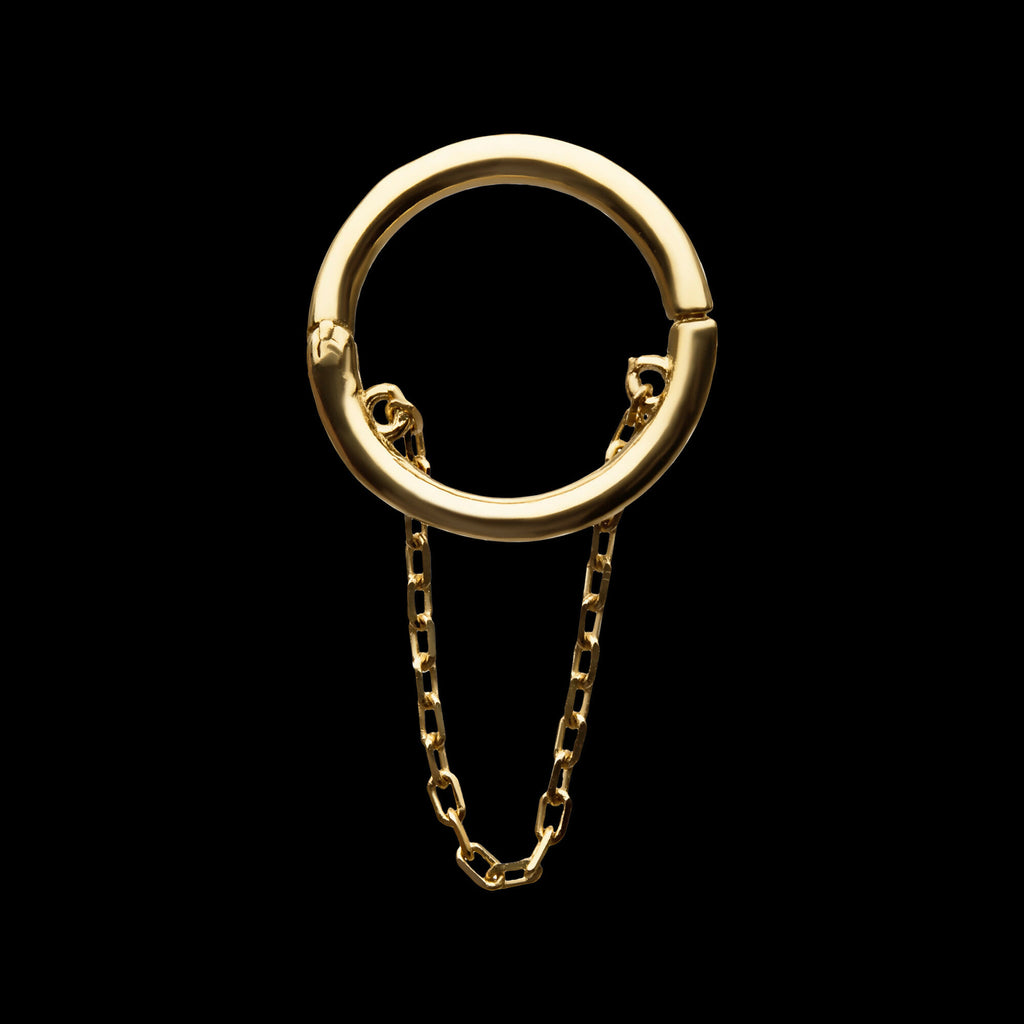 Chain Hinged Segment Clicker Hoop Earring / Nosering – 14Kt Yellow Gold